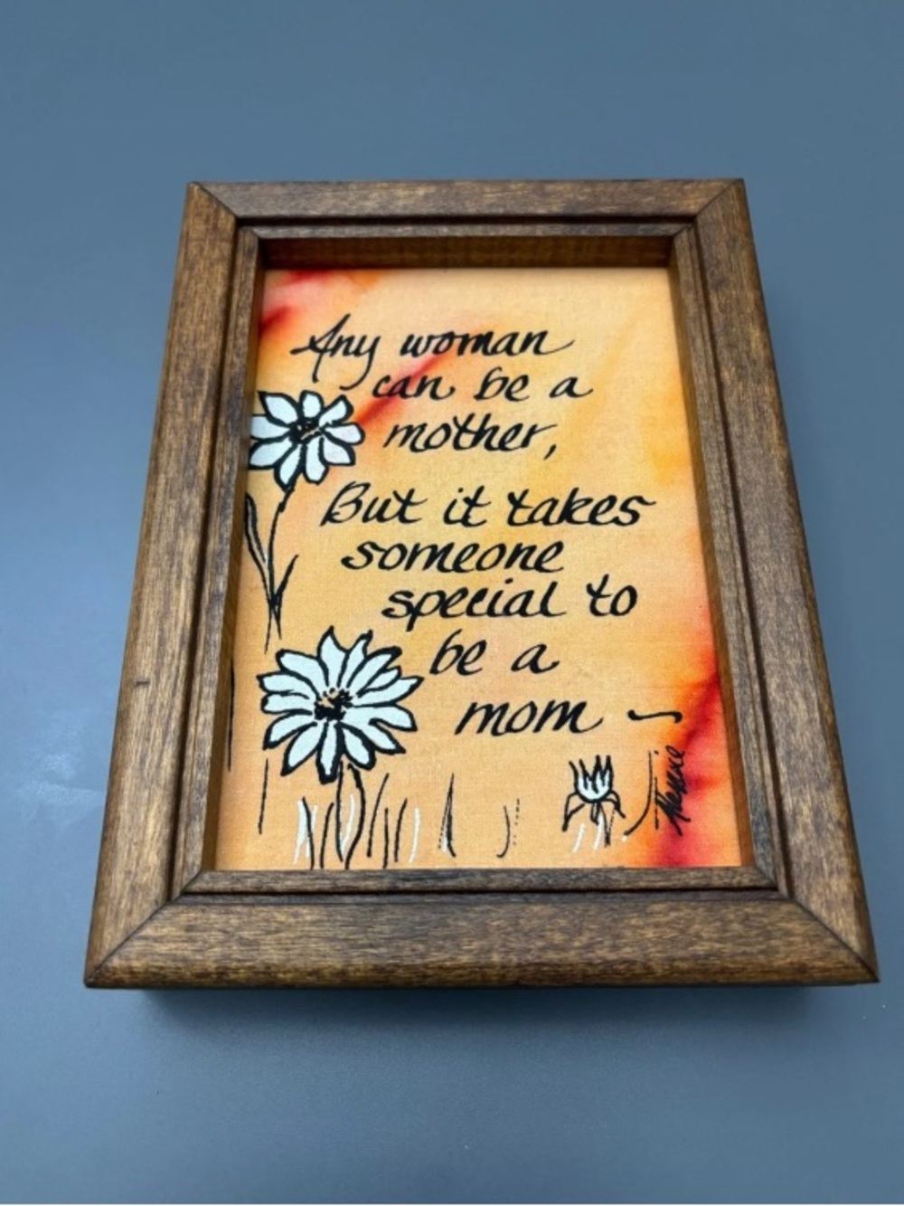 Vintage Original Framed Art by Jim & Alexine Calligraphy Silkscreen Gift for Mom
